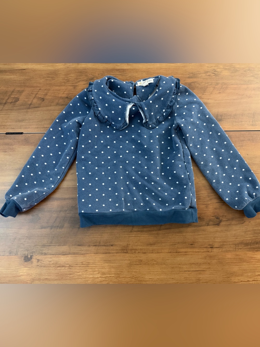 Tucker + Tate Blue Polka Dot Ruffled Collar Pullover